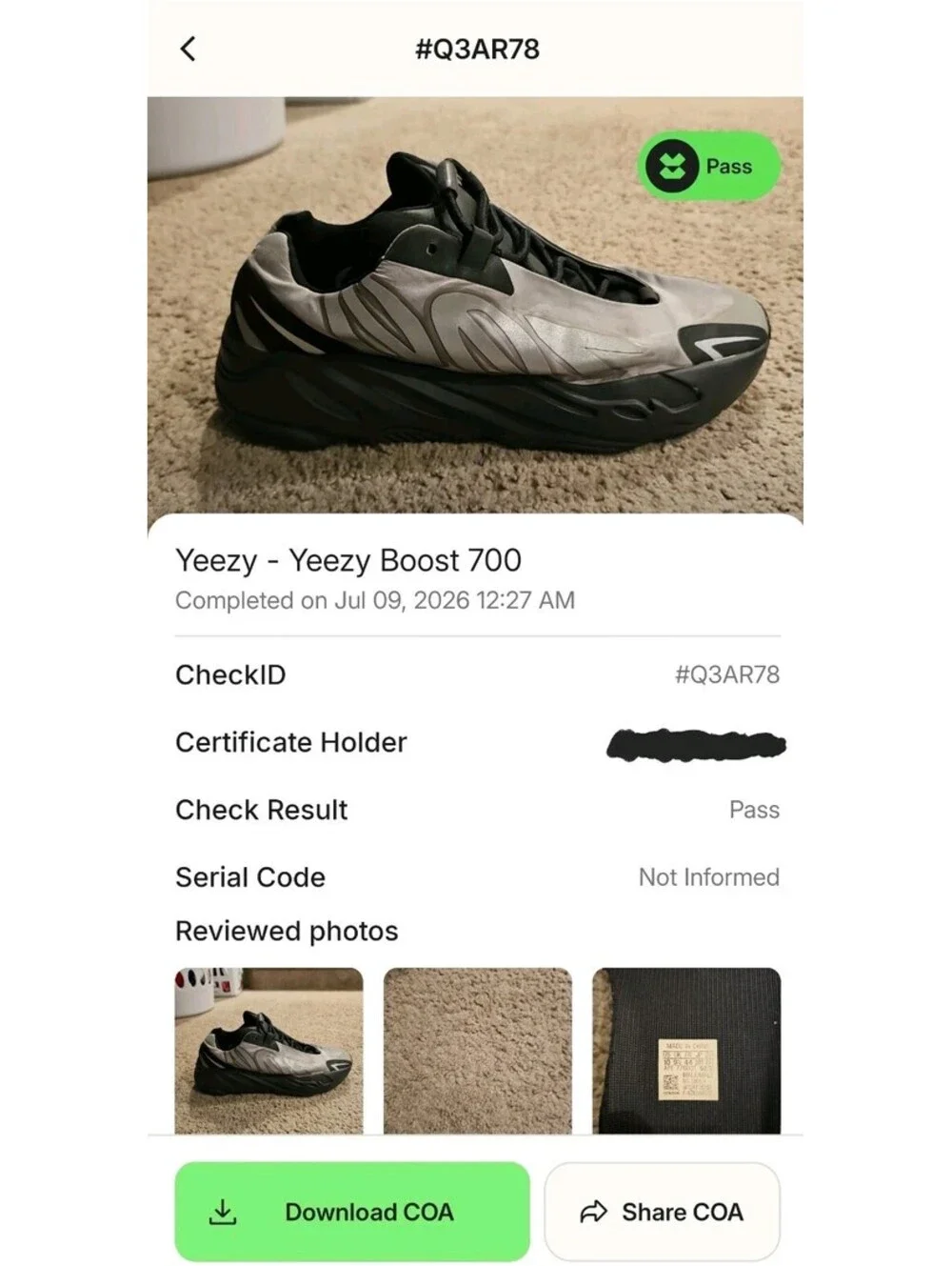 Size 10 - adidas Men's Yeezy Boost 700 MNVN Metallic